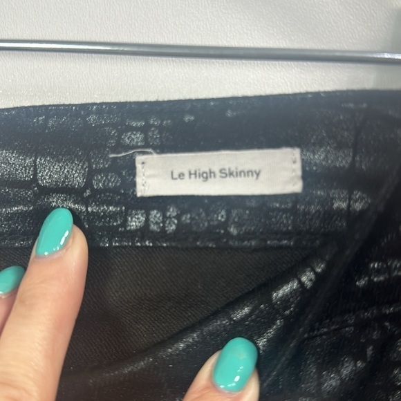 Frame Le High Skinny noir croc black pants size 33 - Picture 6 of 10